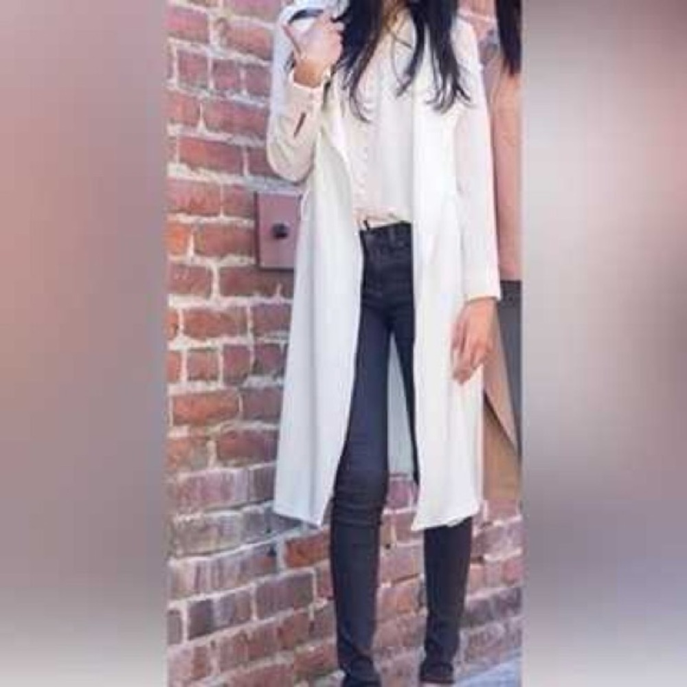 Zara White Trench Coat Xs - Picture 2 of 5